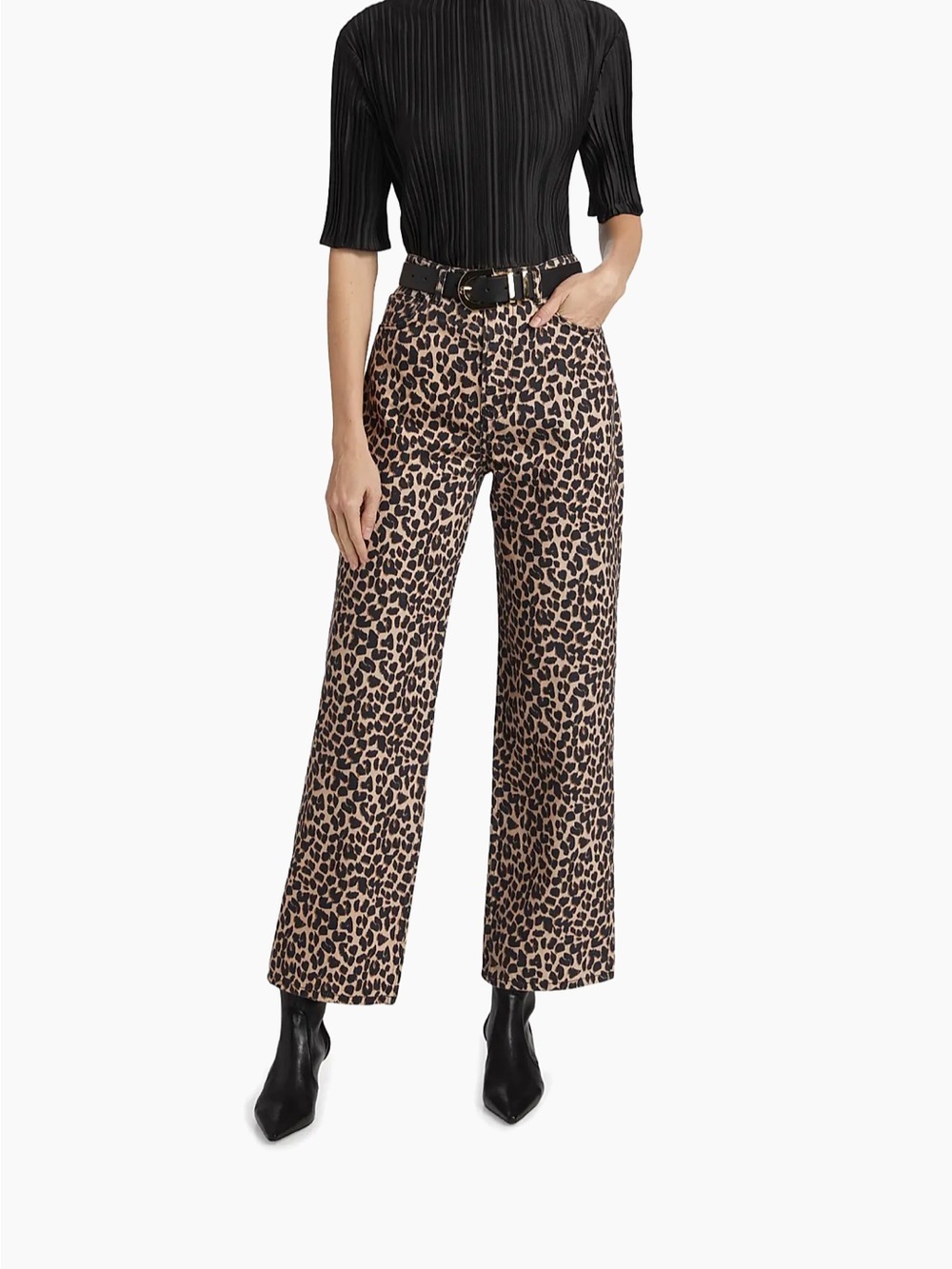 Reformation Leopard Print Wide Leg Pants in Tan and Black